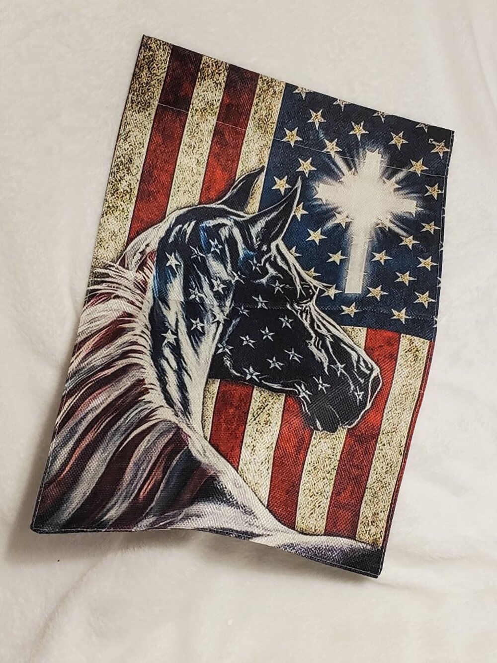 Garden Flag American Flag Horse Cross 12" x 18" Garden Flag Brand New!
